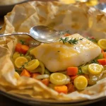 Cabillaud en papillote aux légumes de saison : fondant, parfumé et léger, prêt en 12 minutes