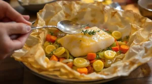 Cabillaud en papillote aux légumes de saison : fondant, parfumé et léger, prêt en 12 minutes