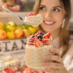 Petit-déj du printemps prêt à l’avance : j’adore ces overnight oats crémeux aux fruits rouges